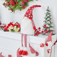 Load image into Gallery viewer, 28&quot;H Fabric Christmas Gnome Shelf Sitter with Dangling Legs
