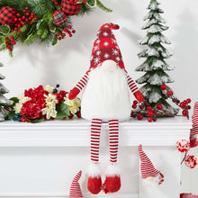 Load image into Gallery viewer, 28&quot;H Fabric Christmas Gnome Shelf Sitter with Dangling Legs
