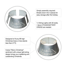 Load image into Gallery viewer, 22&quot;D Galvanized &quot;Merry Christmas&quot; Cutout Metal Tree Collar with Light String
