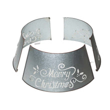 Load image into Gallery viewer, 26&quot;D Galvanized &quot;Merry Christmas&quot; Cutout Metal Tree Collar with Light String
