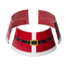 Load image into Gallery viewer, 26&quot;D Red Metal Santa Belt Tree Collar with Light String
