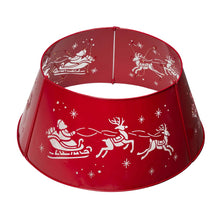 Load image into Gallery viewer, 22&quot;D Galvanized Metal Santa on Sleigh Tree Collar with Light String
