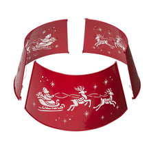 Load image into Gallery viewer, 22&quot;D Galvanized Metal Santa on Sleigh Tree Collar with Light String
