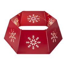 Load image into Gallery viewer, 26&quot;D Red Hexagonal Metal Cutout Snowflake Tree Collar with Light String
