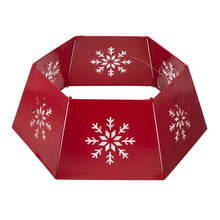 Load image into Gallery viewer, 26&quot;D Red Hexagonal Metal Cutout Snowflake Tree Collar with Light String
