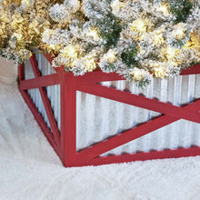 Load image into Gallery viewer, 26&quot;L Galvanized Corrugated Metal &amp; Wooden Christmas Tree Collar
