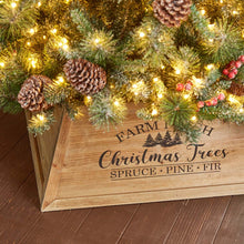 Load image into Gallery viewer, 26&quot;L Natural Wooden Trapezoid Farm Fresh Christmas Tree Collar
