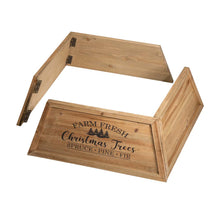 Load image into Gallery viewer, 26&quot;L Natural Wooden Trapezoid Farm Fresh Christmas Tree Collar
