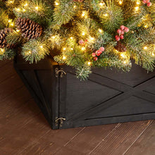 Load image into Gallery viewer, 22&quot;L Washed Black Wooden Christmas Tree Collar
