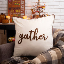 Load image into Gallery viewer, 24&quot;L*24&quot;W Velvet Pillow Cover With “gather” Word
