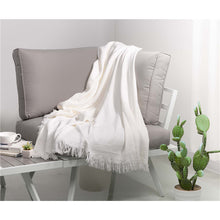 Load image into Gallery viewer, White Geometry Cotton Woven Throw
