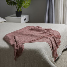 Load image into Gallery viewer, Coral Pink Grid Cotton Woven Throw
