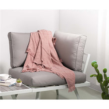 Load image into Gallery viewer, Coral Pink Grid Cotton Woven Throw
