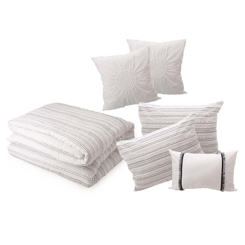 6 Piece Rhythmic Melody Cotton Comforter Set