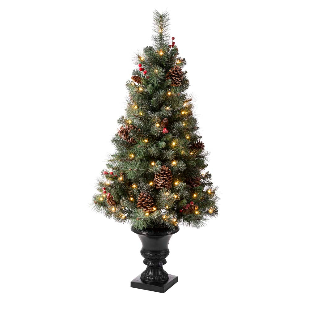 4ft Flocked Artificial Christmas Tree With 100 Warm White Light