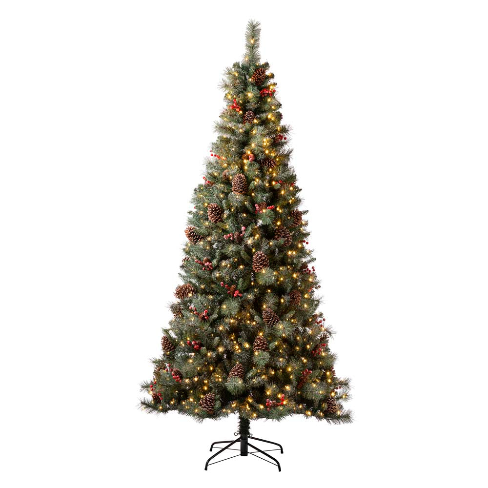 7.5ft Pre-Lit Green Pine Artificial Christmas Tree with 700 Warm White Lights