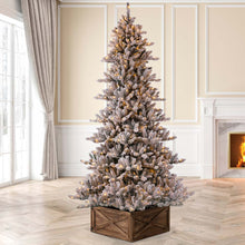 Load image into Gallery viewer, 7.5ft Pre-Lit Snow Flocked Fir Christmas Tree with 400 Warm White Lights
