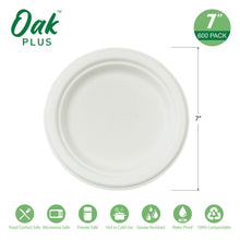 Load image into Gallery viewer, 7 inch White Compostable &amp; Disposable Sugarcane Plates, 600 Pack
