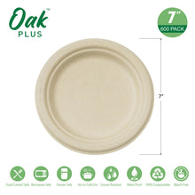 Load image into Gallery viewer, 7 inch Natural Compostable &amp; Disposable Sugarcane Plates, 600 Pack
