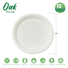 Load image into Gallery viewer, 10 inch White Compostable &amp; Disposable Sugarcane Plates, 300 Pack
