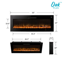 Load image into Gallery viewer, 50&quot;L Wall Mounted or Recessed Electric Fireplace With 9 Color Flames, Faux Log &amp; Crystal Decorated
