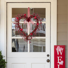 Load image into Gallery viewer, 17&quot;H Valentine&#39;s Berry Heart Wreath
