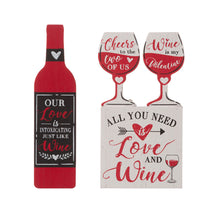 Load image into Gallery viewer, Valentine&#39;s Wooden Wine Bottle &amp; Cup Gift Set Table Decor
