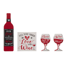 Load image into Gallery viewer, Valentine&#39;s Wooden Wine Bottle &amp; Cup Gift Set Table Decor
