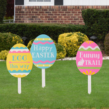 Load image into Gallery viewer, 15&quot;H Wooden Easter Egg Yard Stake, Set of 3
