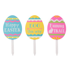 Load image into Gallery viewer, 15&quot;H Wooden Easter Egg Yard Stake, Set of 3
