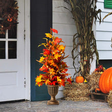 Load image into Gallery viewer, 36&quot;H Fall Lighted Maple Leaves Urn Potted Porch Tree with 20 Warm White Lights
