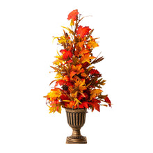 Load image into Gallery viewer, 36&quot;H Fall Lighted Maple Leaves Urn Potted Porch Tree with 20 Warm White Lights
