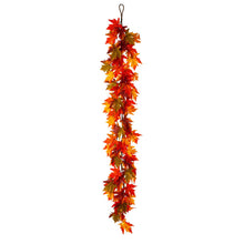 Load image into Gallery viewer, 72&quot;L Fall Lighted Maple Leaves Garland
