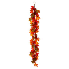 Load image into Gallery viewer, 72&quot;L Fall Lighted Maple Leaves Garland
