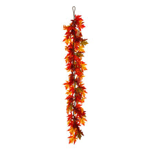 Load image into Gallery viewer, 72&quot;L Fall Lighted Maple Leaves Garland
