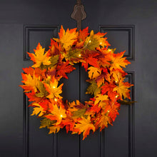 Load image into Gallery viewer, 24&quot;D Fall Lighted Maple Leaves Wreath
