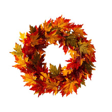 Load image into Gallery viewer, 24&quot;D Fall Lighted Maple Leaves Wreath
