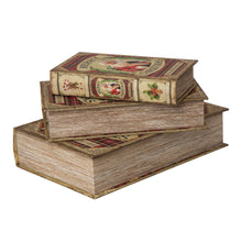 Load image into Gallery viewer, 3 Piece Decorative Vintage Book Shaped Christmas Storage Book Box Set
