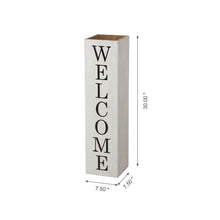 Load image into Gallery viewer, 30&quot;H Double Sided Washed White Wooden Box-shaped &quot;WELCOME, HOME&quot; Porch Sign
