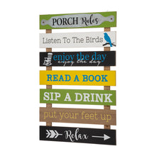 Load image into Gallery viewer, 36.25&quot;H Oversized Rustic Wooden Slats Porch Rules Sign Wall Sign
