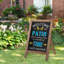 Load image into Gallery viewer, 29.75&quot;H &quot;Welcome to the Patio&quot; Wood Framed Easel Porch Sign
