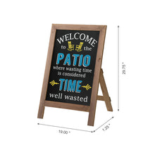 Load image into Gallery viewer, 29.75&quot;H &quot;Welcome to the Patio&quot; Wood Framed Easel Porch Sign
