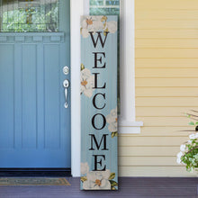 Load image into Gallery viewer, 42&quot;H Washed Blue Wooden &quot;WELCOME&quot; Porch Sign
