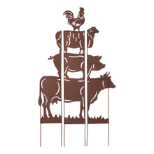 Load image into Gallery viewer, 51.25&quot;H Farmhouse Metal Rustic Animals Silhouette Yard Stake, Set of 3
