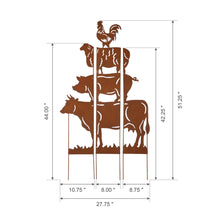 Load image into Gallery viewer, 51.25&quot;H Farmhouse Metal Rustic Animals Silhouette Yard Stake, Set of 3
