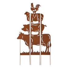 Load image into Gallery viewer, 51.25&quot;H Farmhouse Metal Rustic Animals Silhouette Yard Stake, Set of 3
