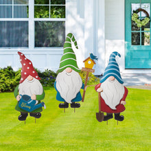 Load image into Gallery viewer, 36&quot;H Metal Gnome Yard Stakes or Wall Decor, Set of 3
