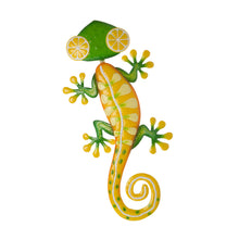 Load image into Gallery viewer, 24.25&quot;L Whimsical Metal Lemon Gecko Wall Decor
