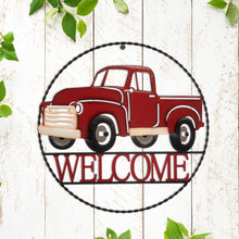 Load image into Gallery viewer, 20&quot;D Farmhouse Metal Truck &quot;WELCOME&quot; Sign Wall Decor
