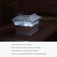 Load image into Gallery viewer, 5.75&quot;L 4 Pack Silver Solar Powered LED Fence Post Cap Lights
